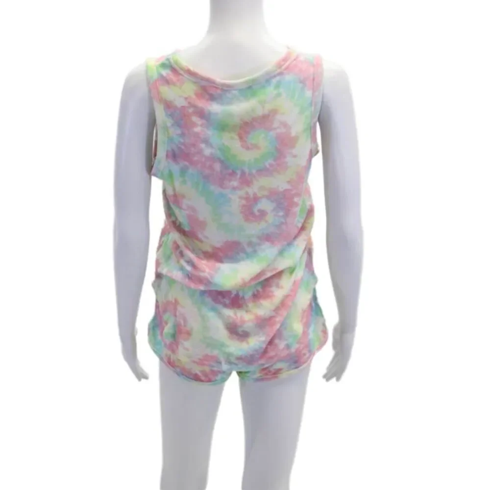 Emerson Road Womens Tie Dyed Terry Tank Top Shorts Set Multicolored Size XS